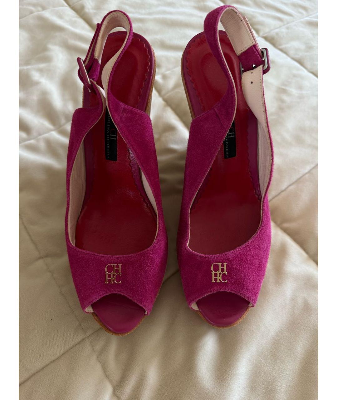 CAROLINA HERRERA Фуксия замшевые босоножки, фото 4