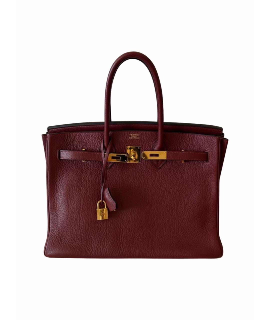 HERMES Бордовая кожаная сумка тоут, фото 1