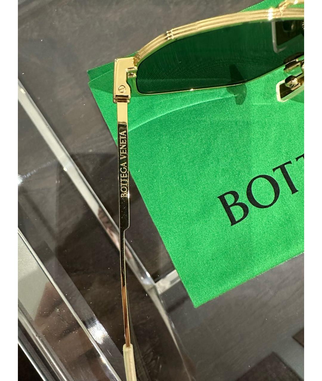 BOTTEGA VENETA Золотые металлические солнцезащитные очки, фото 4