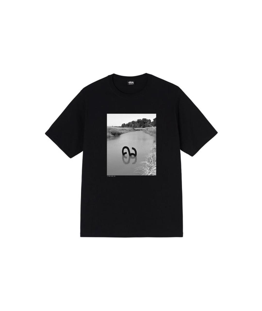 STUSSY Черная хлопковая футболка, фото 1