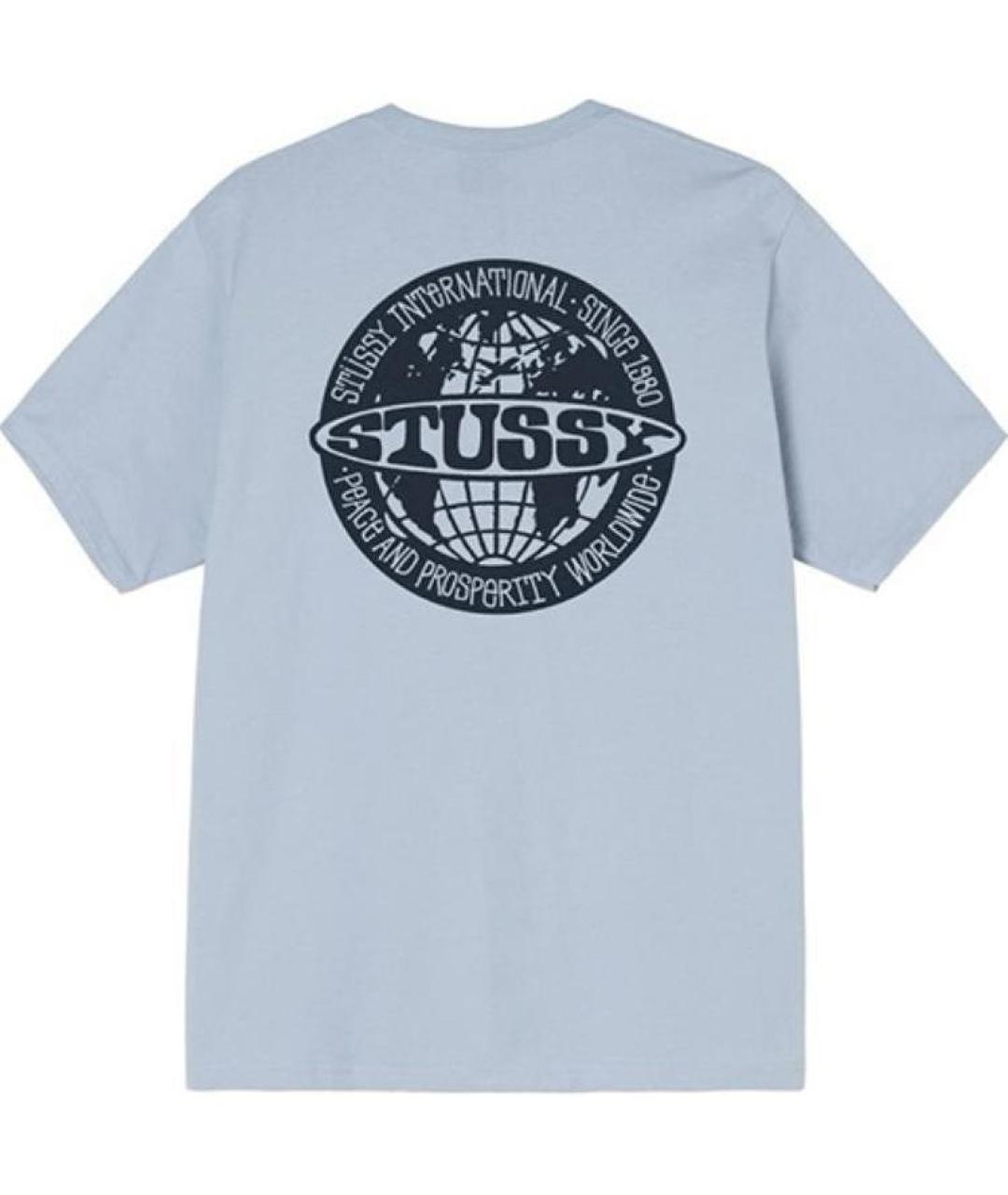 STUSSY Голубая хлопковая футболка, фото 2