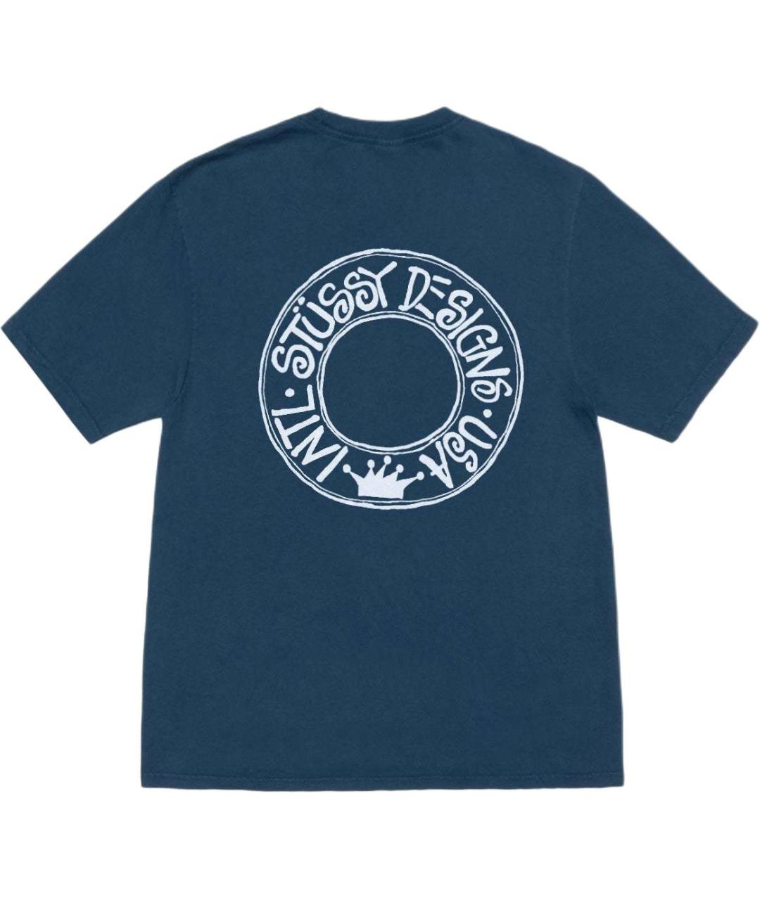 STUSSY Темно-синяя хлопковая футболка, фото 2