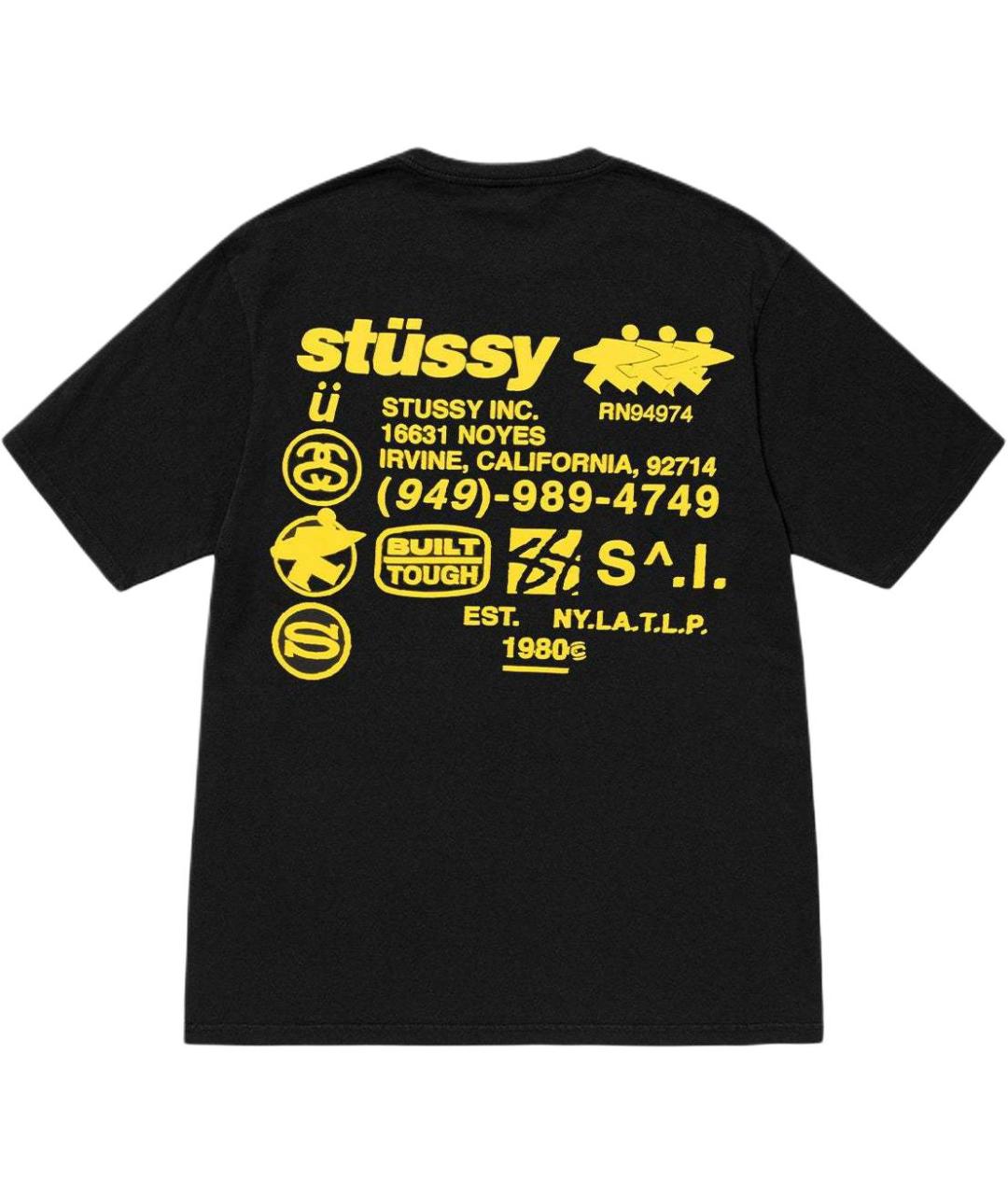 STUSSY Черная хлопковая футболка, фото 2