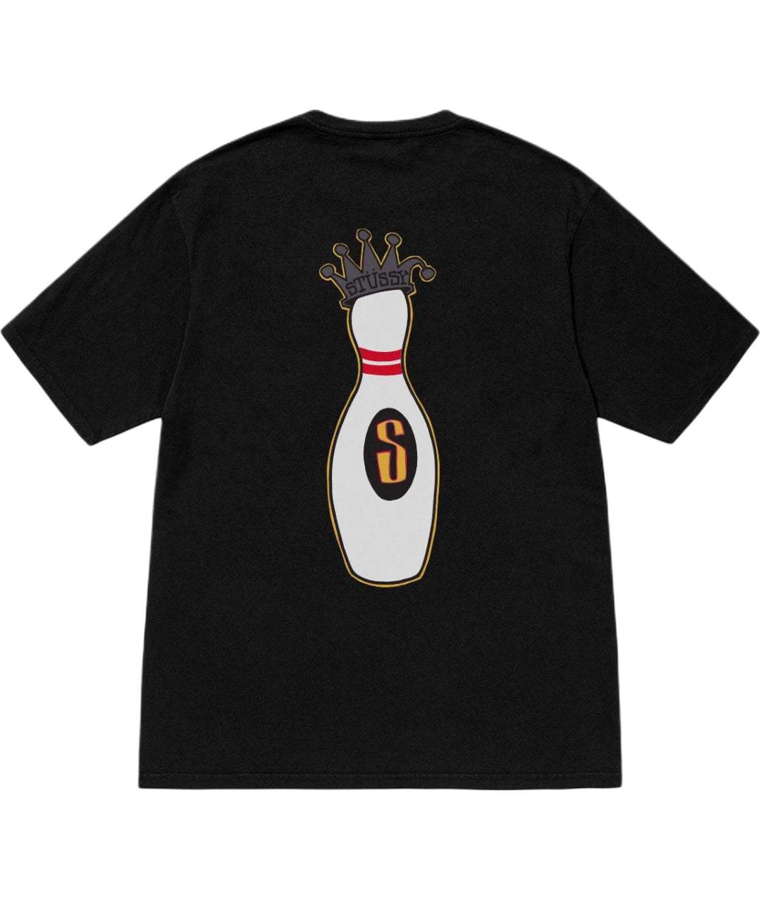 STUSSY Черная хлопковая футболка, фото 2