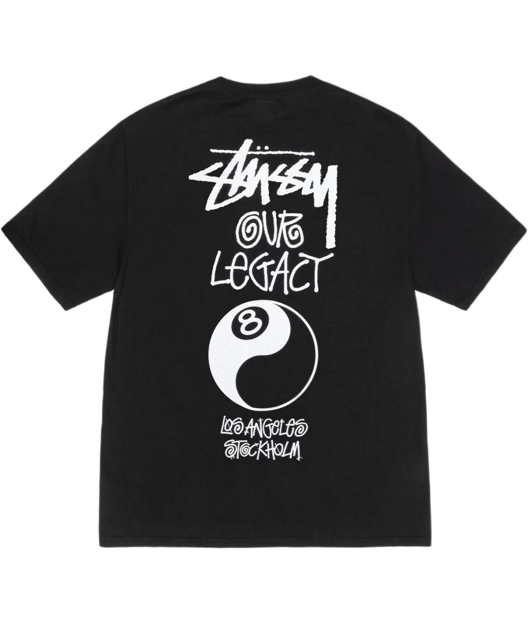 STUSSY Черная хлопковая футболка, фото 2