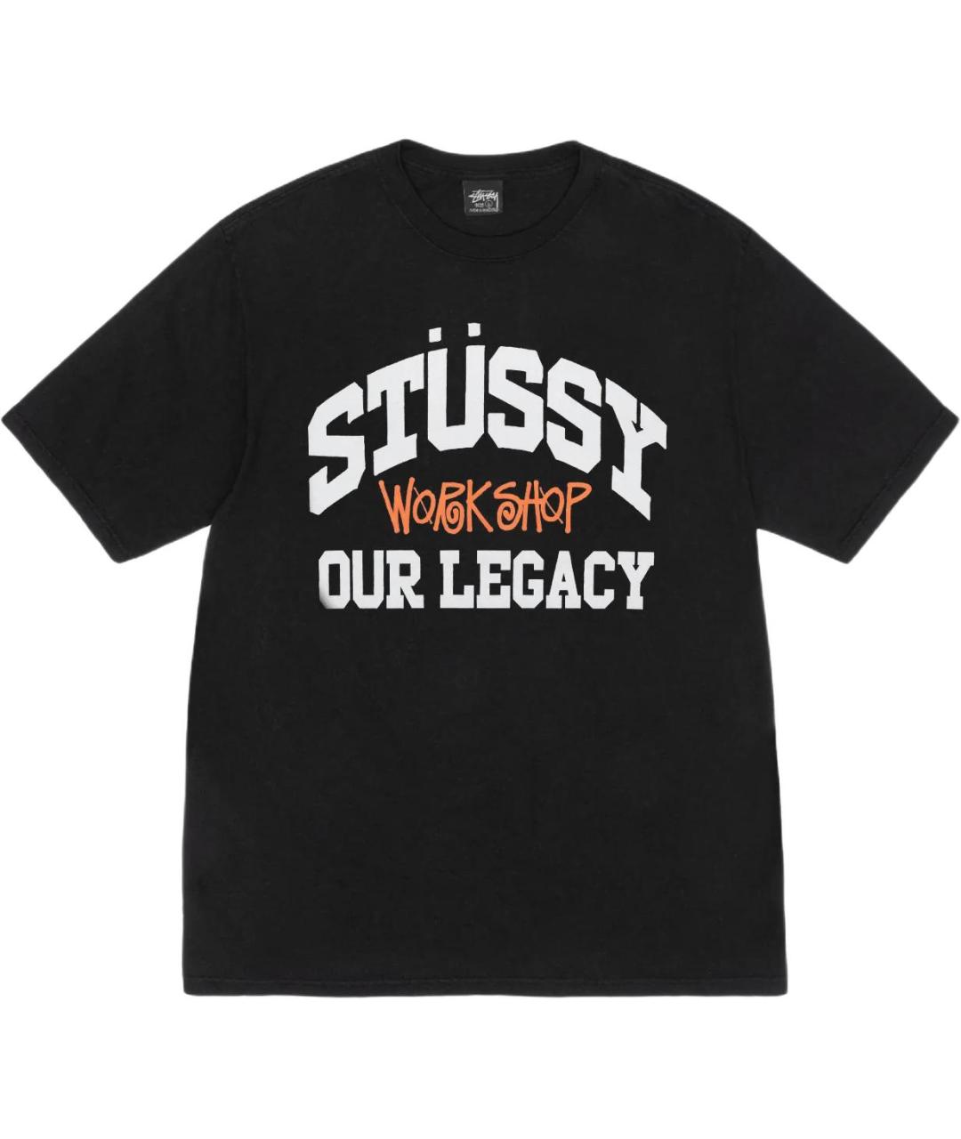 STUSSY Черная хлопковая футболка, фото 1