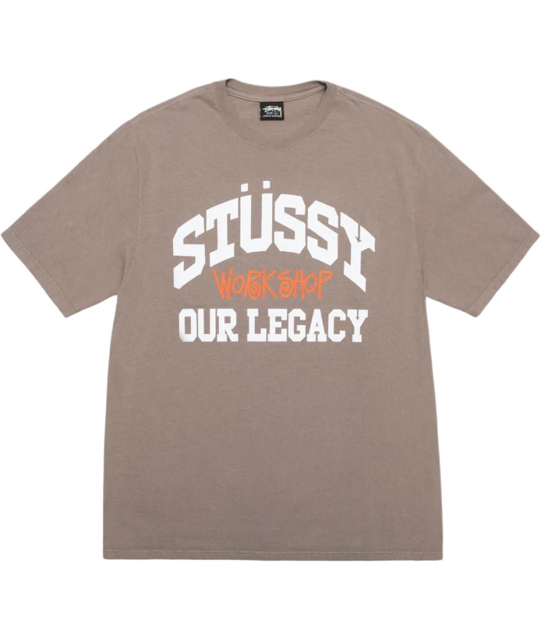 STUSSY Коричневая хлопковая футболка, фото 1