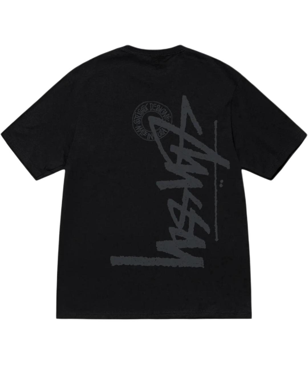 STUSSY Черная хлопковая футболка, фото 2