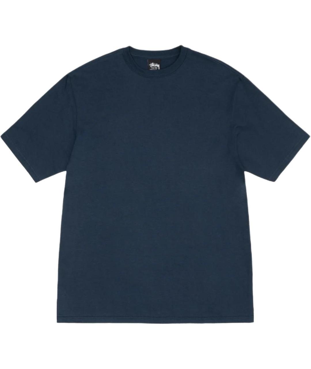 STUSSY Темно-синяя хлопковая футболка, фото 1