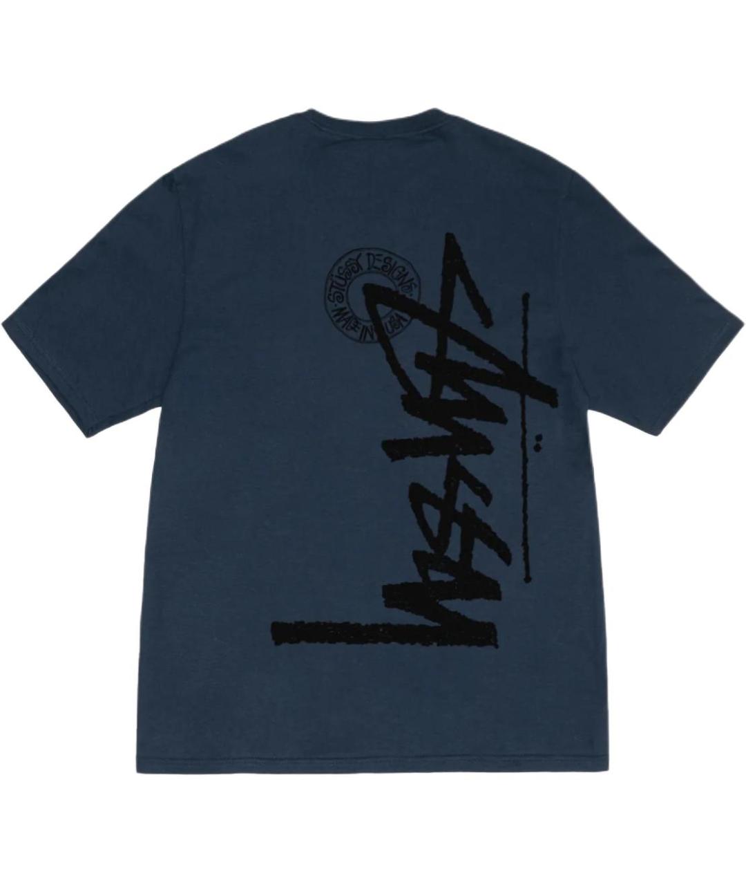 STUSSY Темно-синяя хлопковая футболка, фото 2