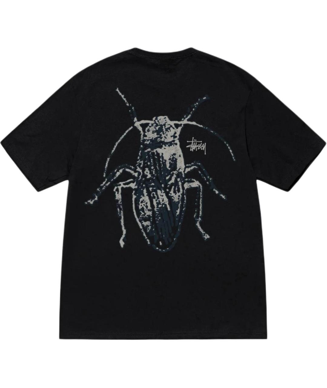 STUSSY Черная хлопковая футболка, фото 2