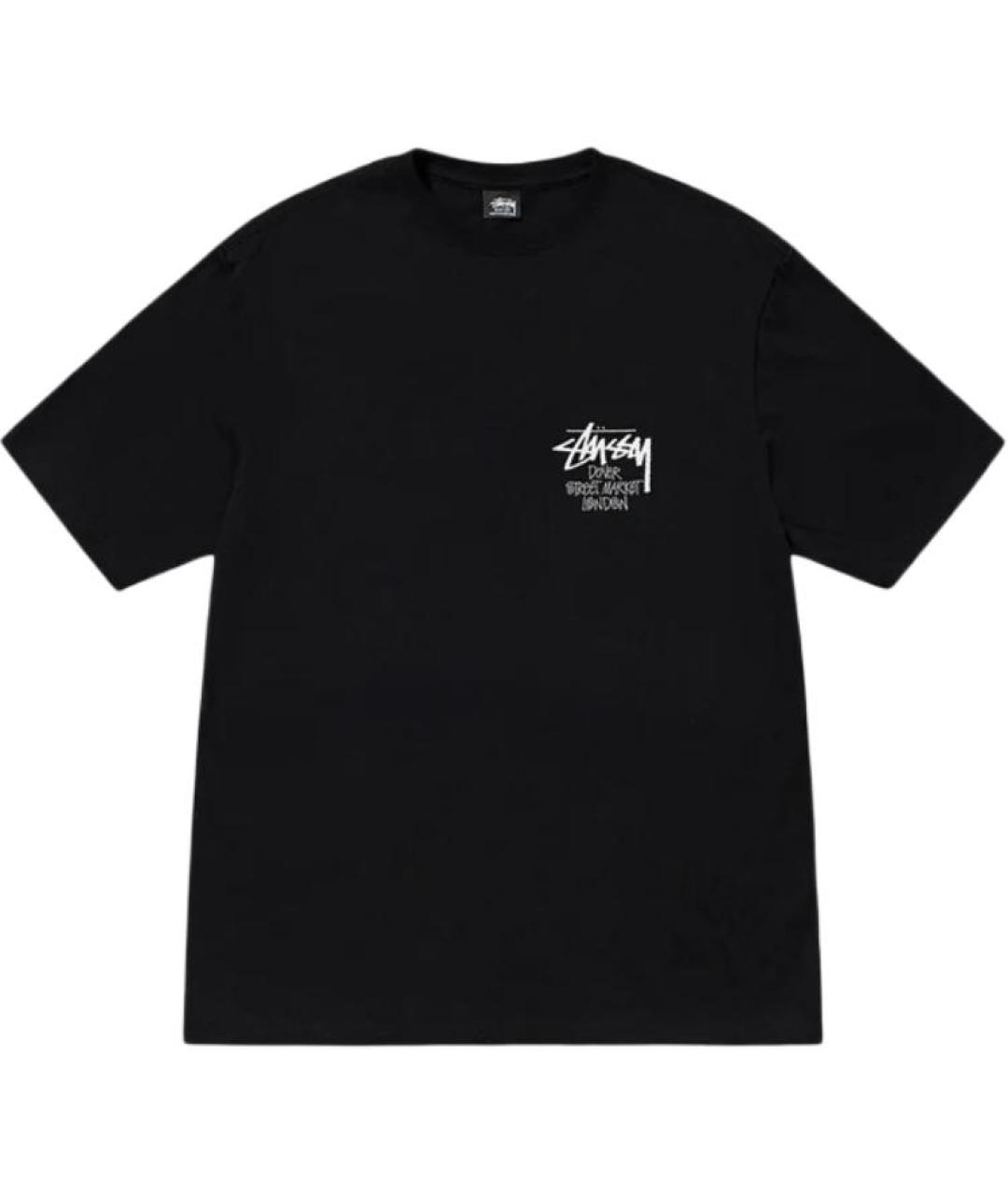 STUSSY Черная хлопковая футболка, фото 2