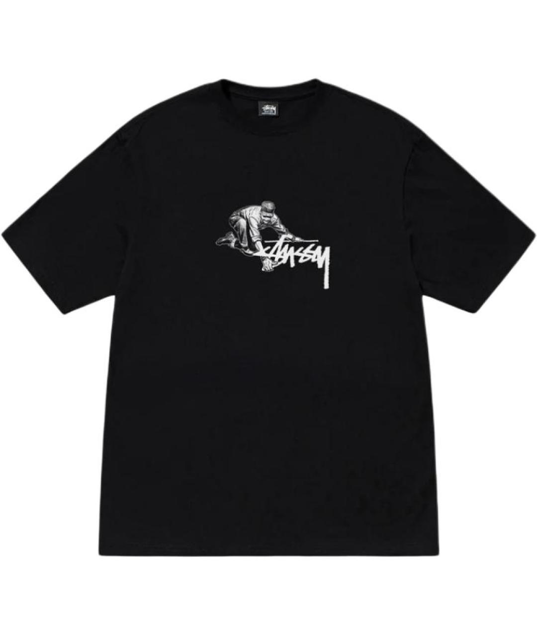 STUSSY Черная хлопковая футболка, фото 1