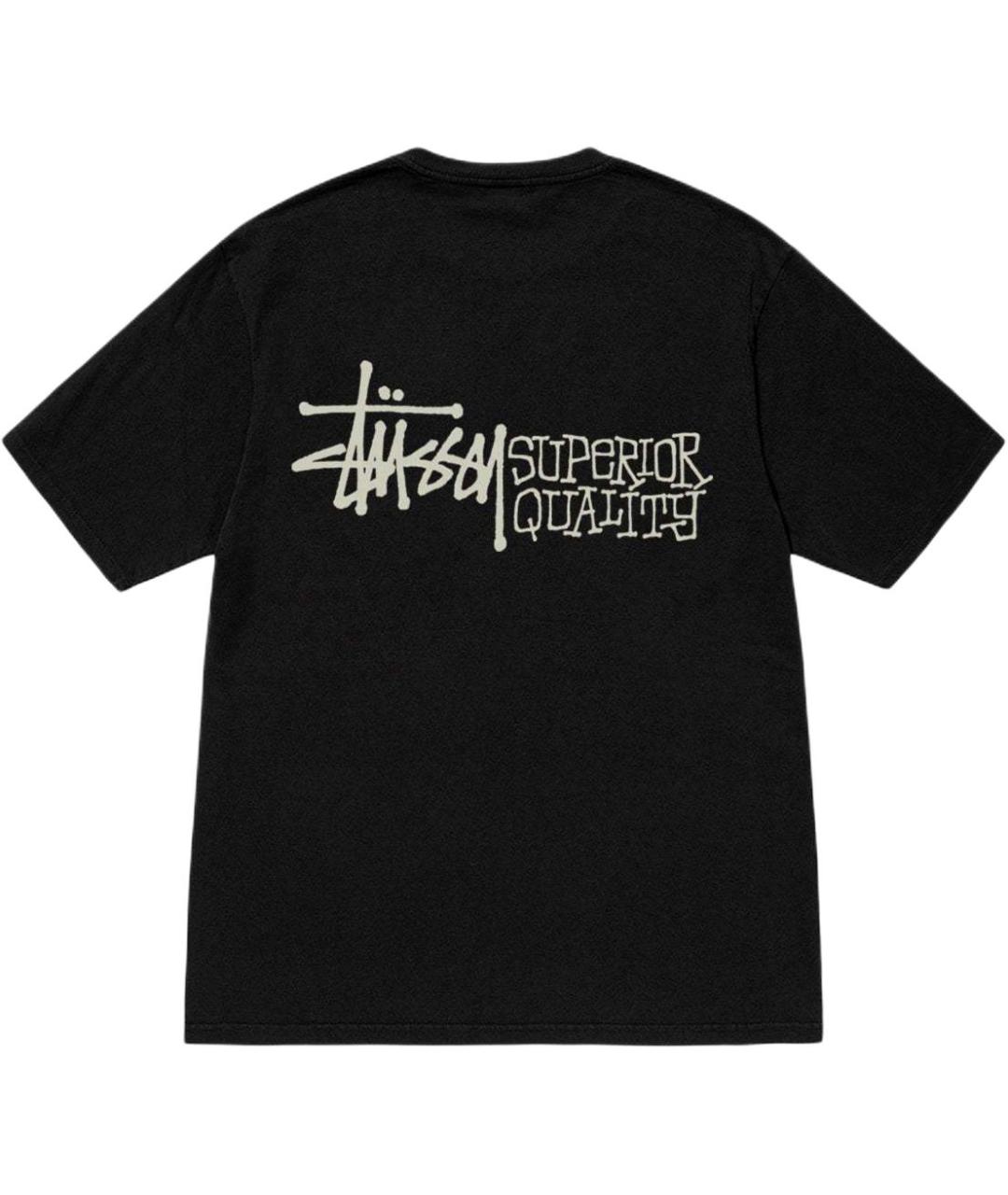 STUSSY Черная хлопковая футболка, фото 2