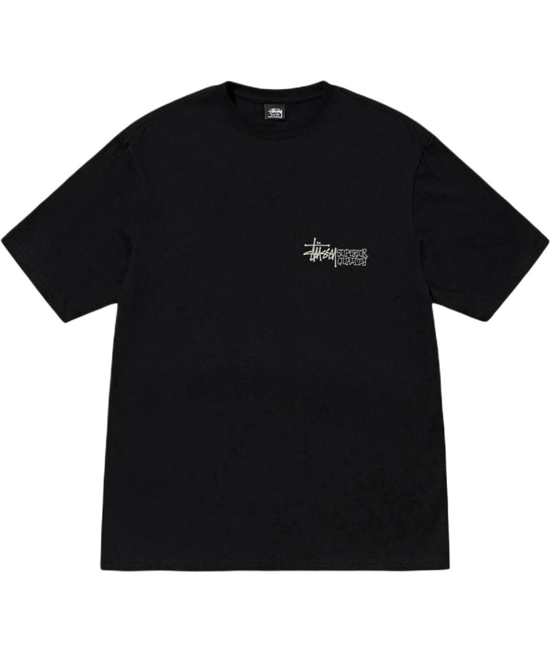 STUSSY Черная хлопковая футболка, фото 1