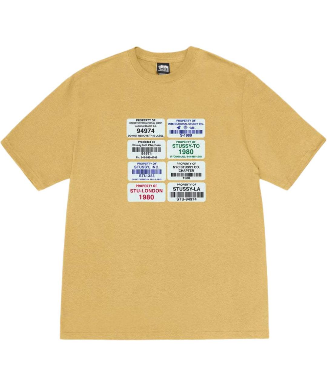 STUSSY Желтая хлопковая футболка, фото 1