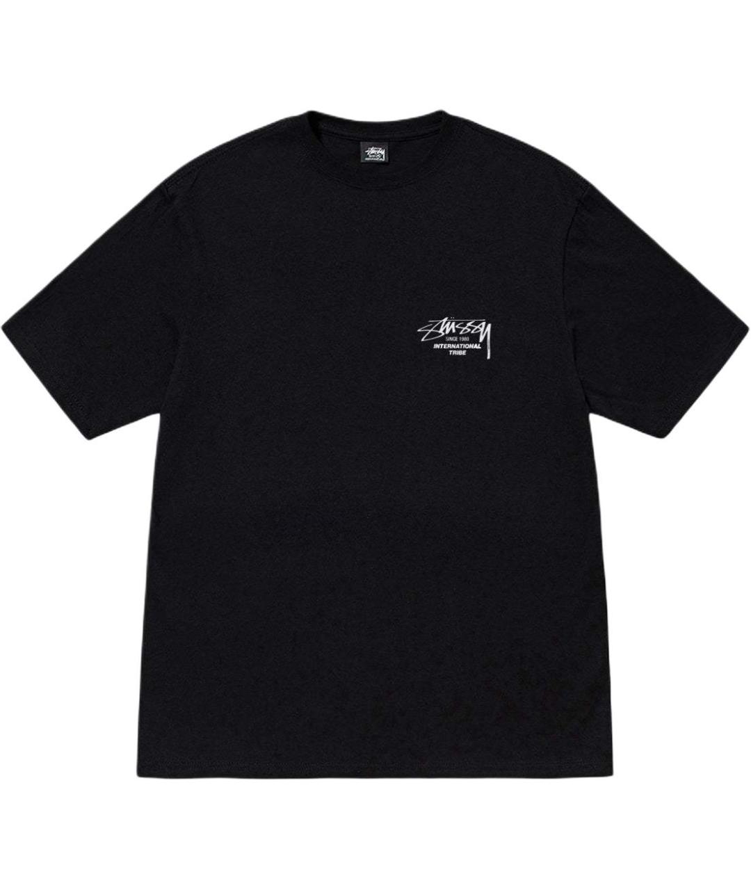 STUSSY Черная хлопковая футболка, фото 1