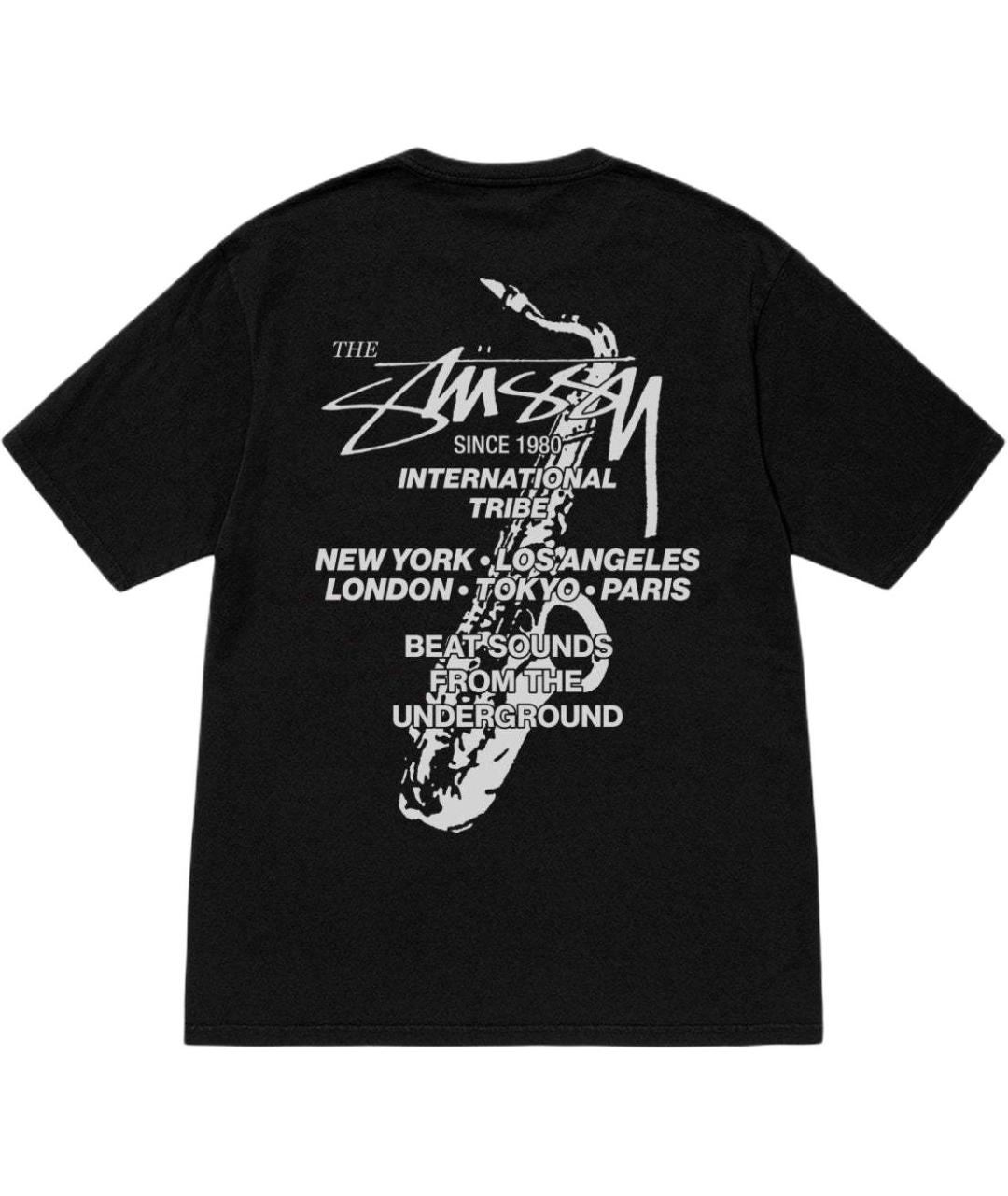 STUSSY Черная хлопковая футболка, фото 2