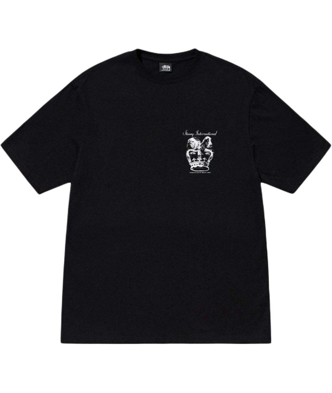 STUSSY Черная хлопковая футболка, фото 1