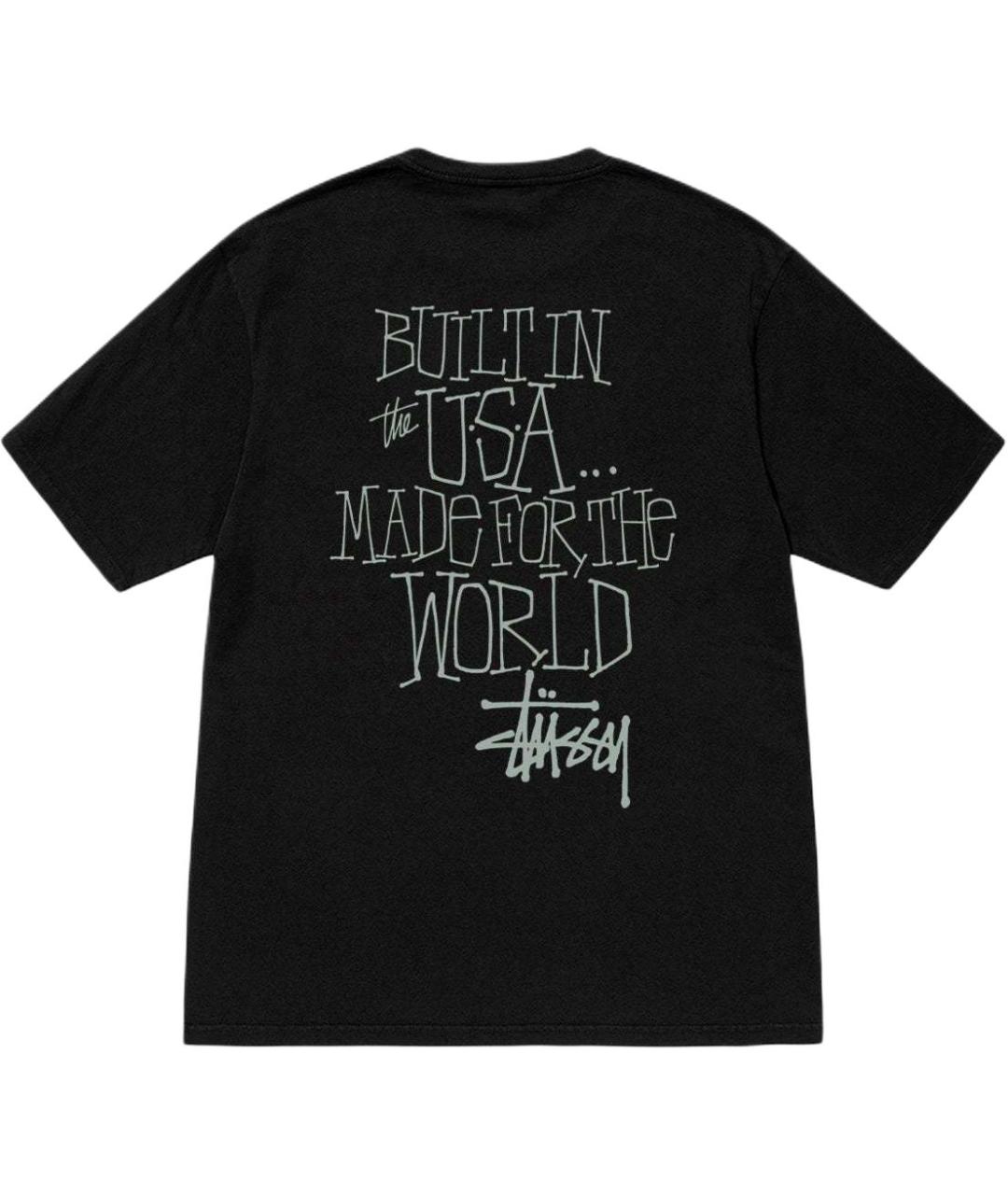 STUSSY Черная хлопковая футболка, фото 2