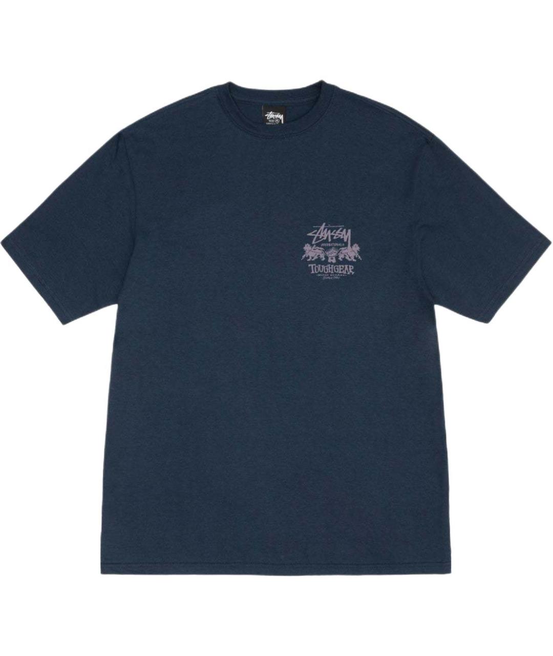 STUSSY Темно-синяя хлопковая футболка, фото 1