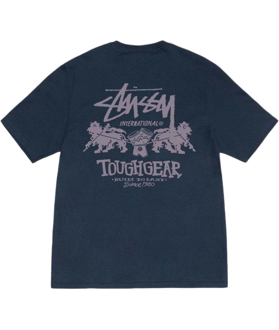 STUSSY Темно-синяя хлопковая футболка, фото 2