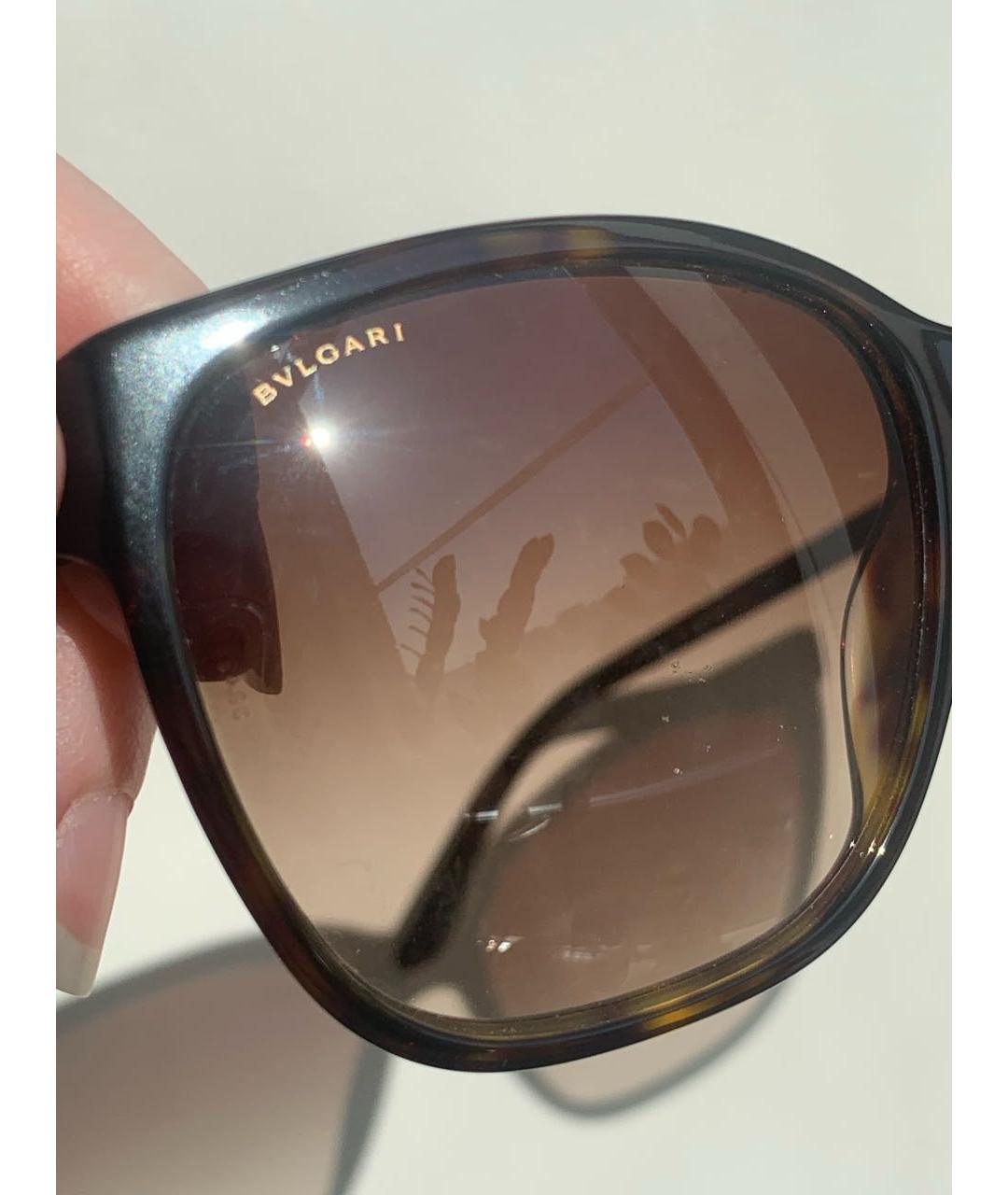 BVLGARI Коричневые пластиковые солнцезащитные очки, фото 8