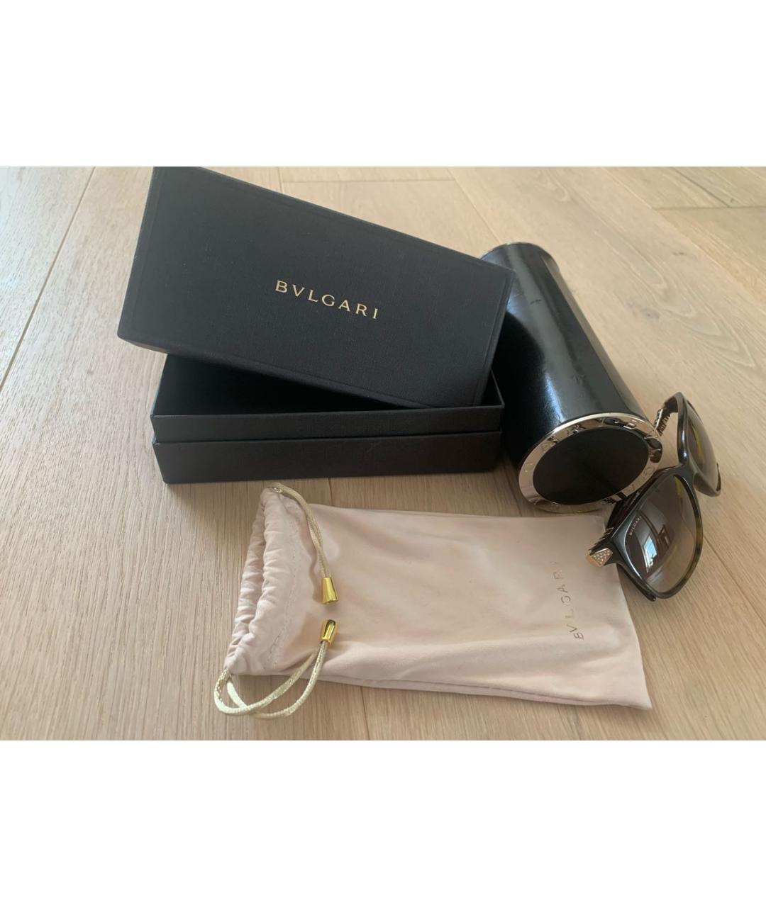 BVLGARI Коричневые пластиковые солнцезащитные очки, фото 4