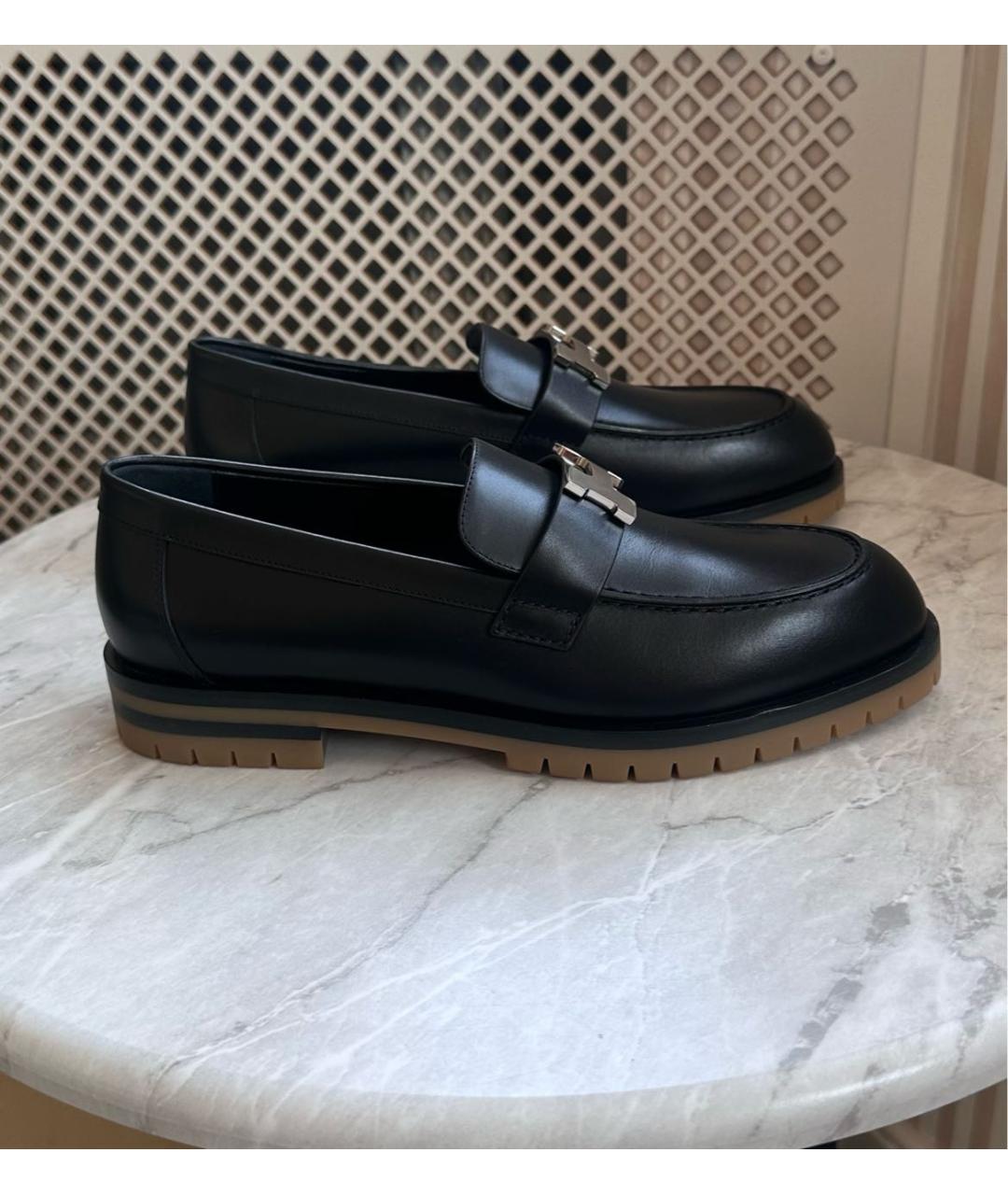 HERMES Черные кожаные лоферы, фото 6
