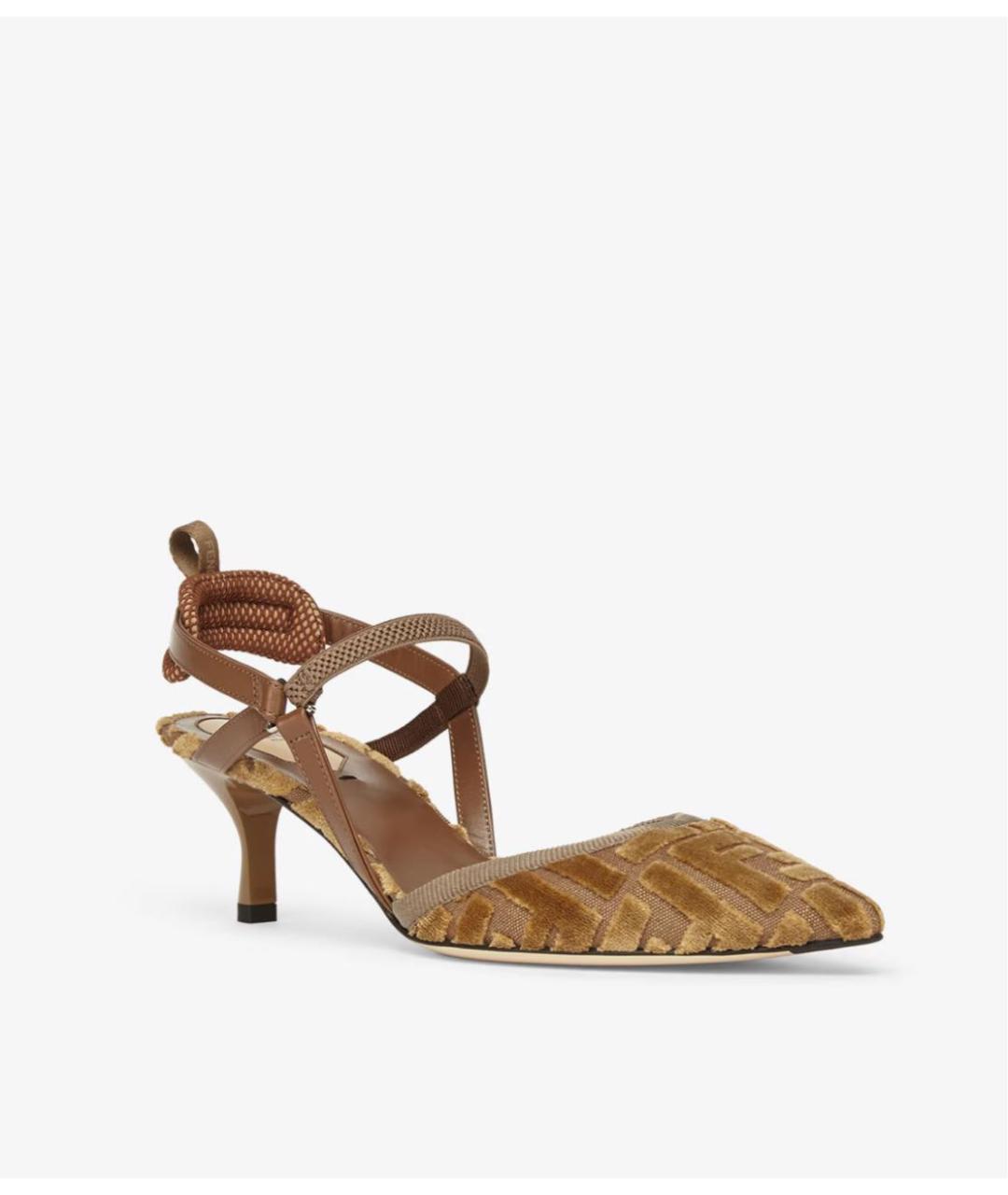 FENDI Коричневые текстильные туфли, фото 2