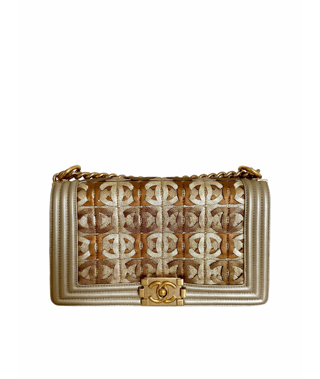 CHANEL Золотая кожаная сумка тоут, фото 1