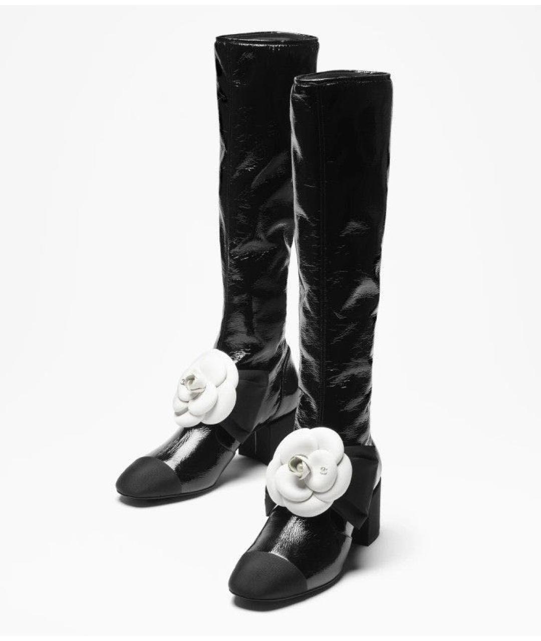 CHANEL Черные сапоги из лакированной кожи, фото 9
