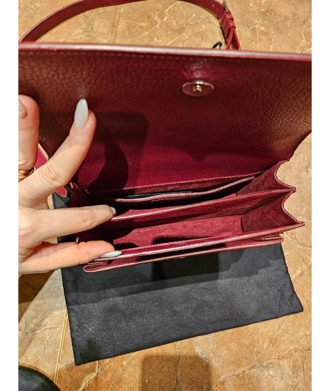SAINT LAURENT Бордовая кожаная сумка через плечо, фото 7