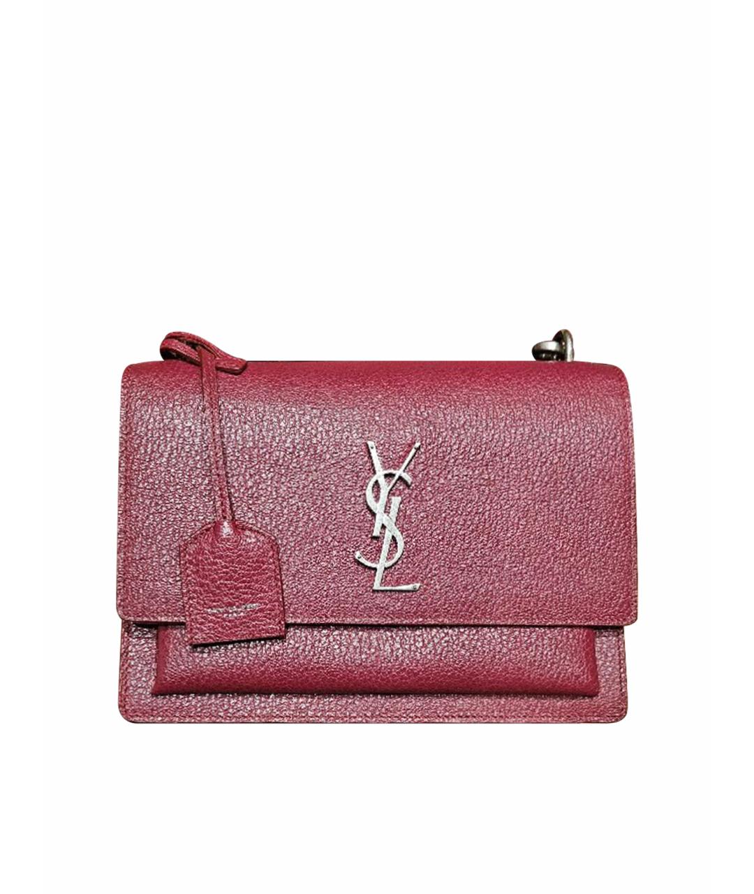 SAINT LAURENT Бордовая кожаная сумка через плечо, фото 1