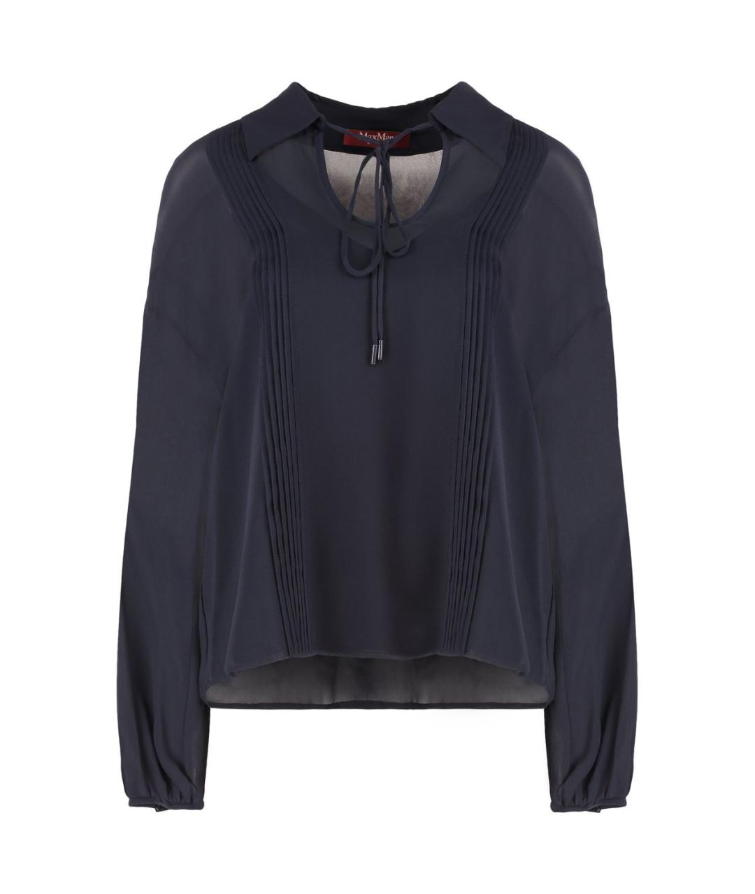 MAX MARA STUDIO Синяя шелковая блузы, фото 1