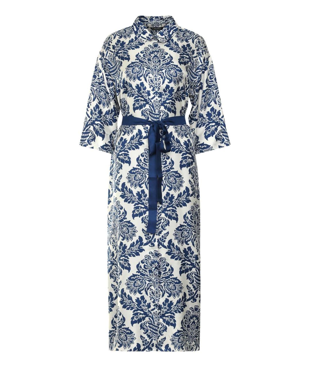 'S MAX MARA Синее шелковое повседневное платье, фото 1