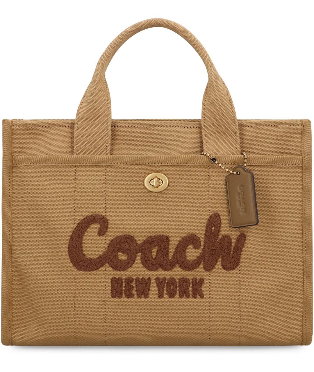COACH Бежевая хлопковая сумка тоут, фото 3