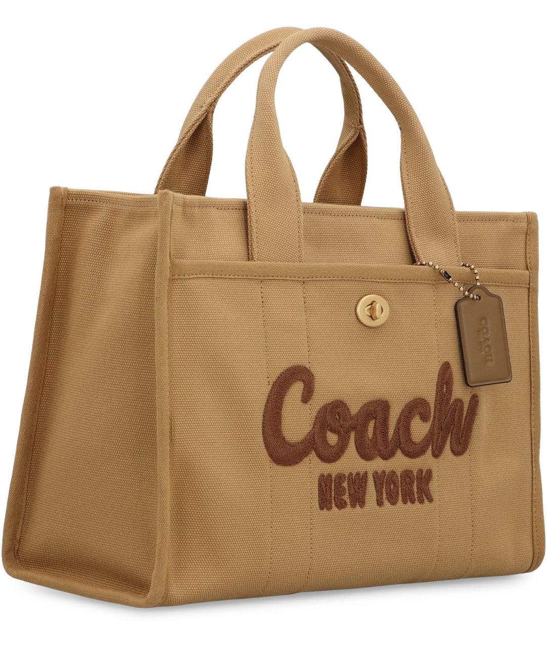 COACH Бежевая хлопковая сумка тоут, фото 4