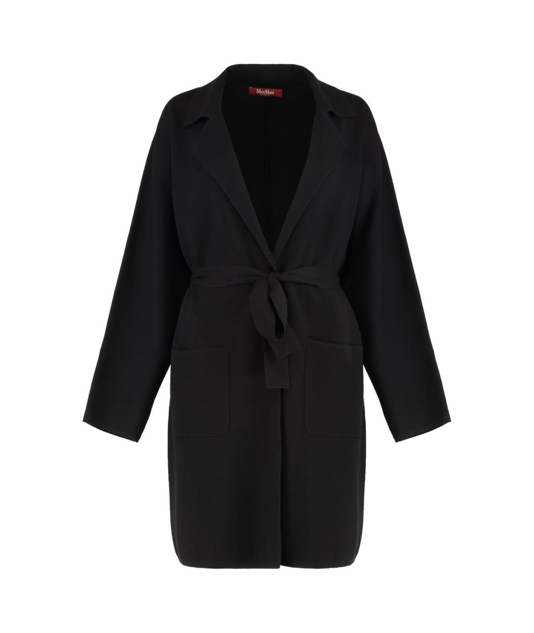 MAX MARA STUDIO Черное полиэстеровое пальто, фото 1