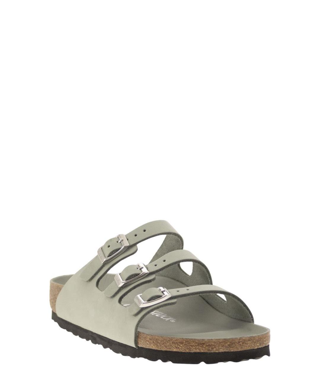 BIRKENSTOCK Серые кожаные шлепанцы, фото 2