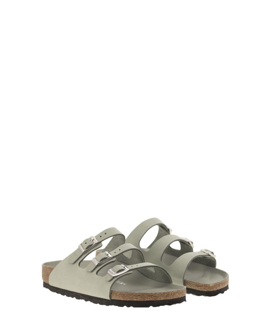 BIRKENSTOCK Серые кожаные шлепанцы, фото 4
