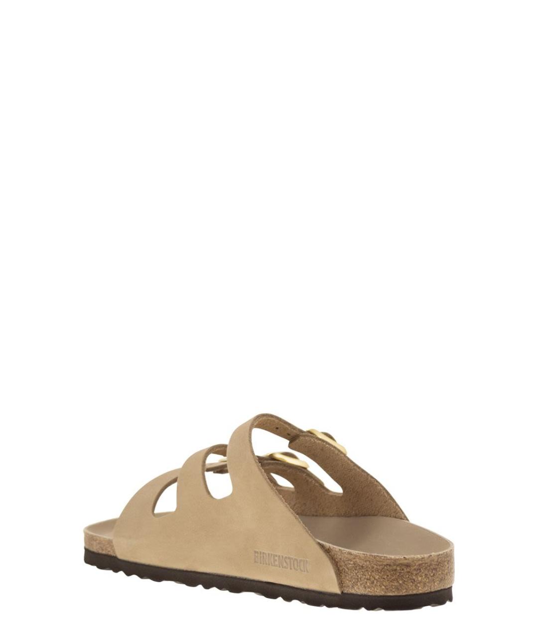 BIRKENSTOCK Бежевые кожаные шлепанцы, фото 3