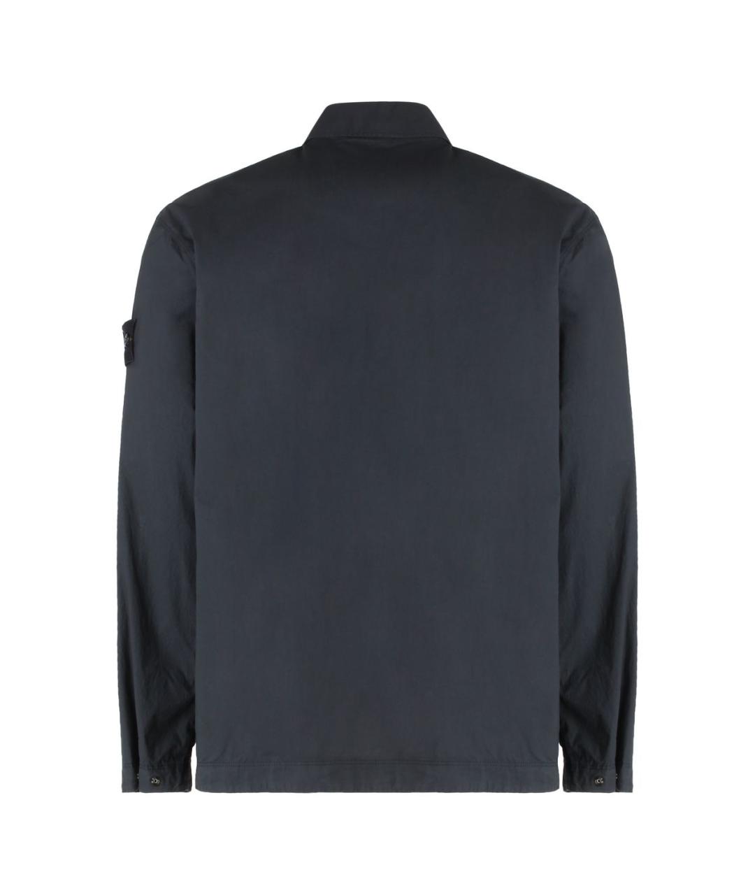 STONE ISLAND Темно-синяя хлопковая кэжуал рубашка, фото 2