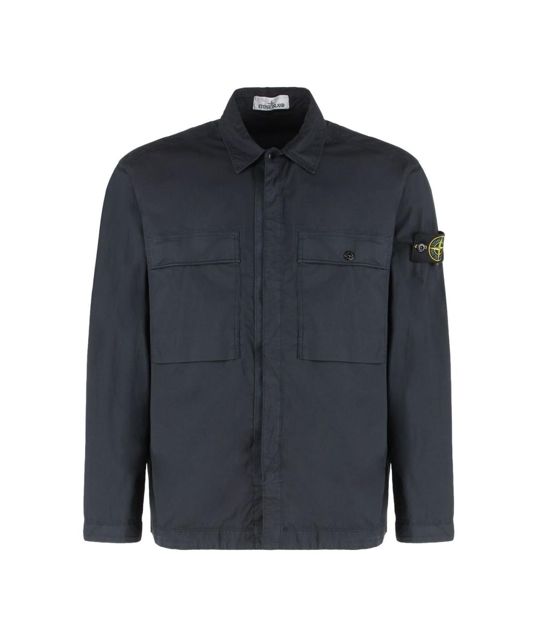 STONE ISLAND Темно-синяя хлопковая кэжуал рубашка, фото 1