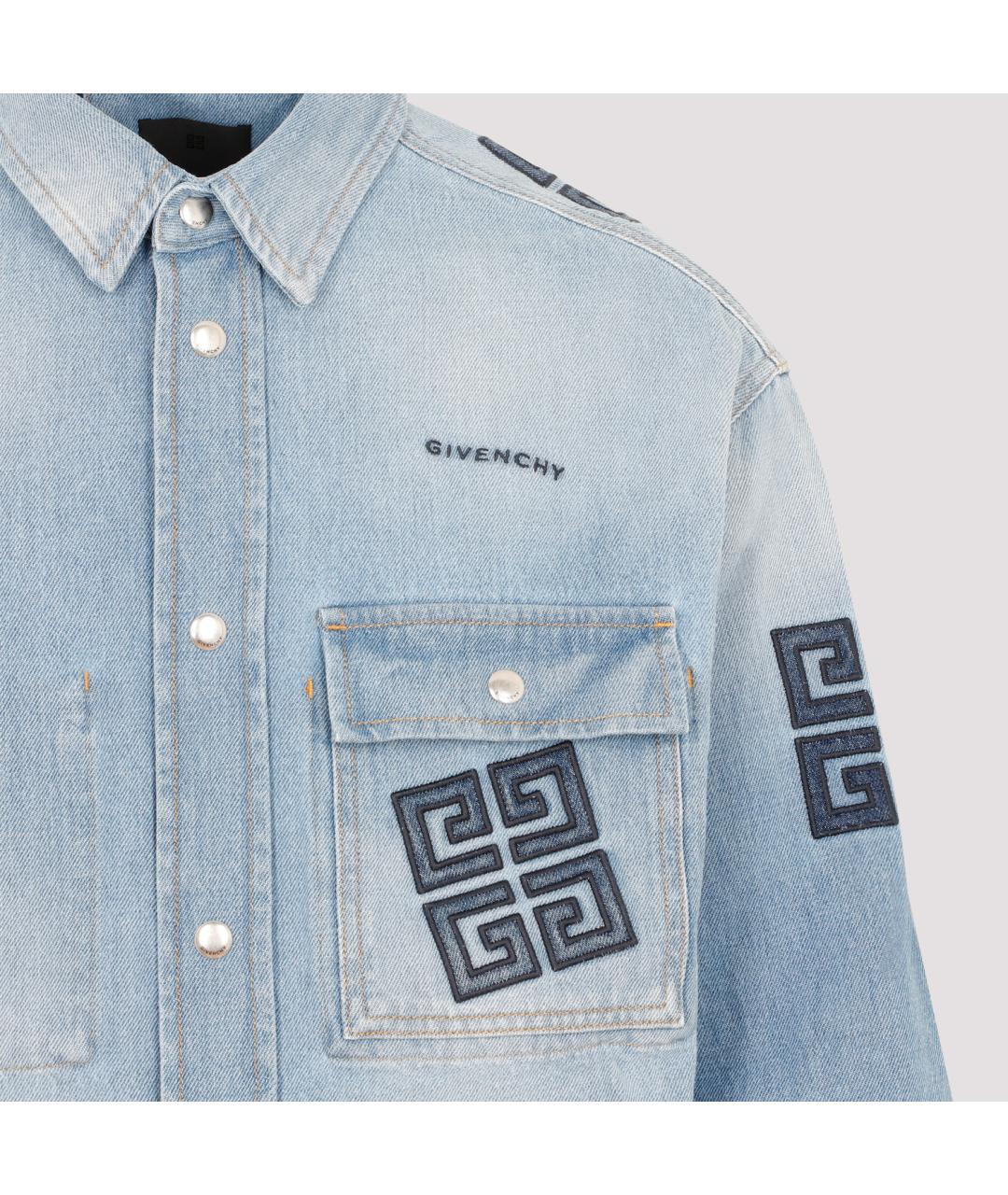 GIVENCHY Голубая хлопковая кэжуал рубашка, фото 4