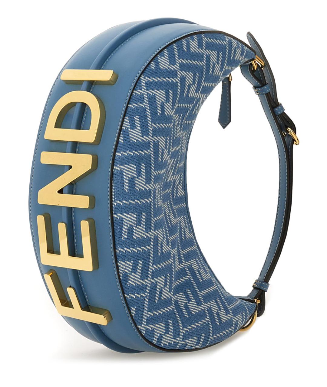 FENDI Голубая жаккардовая сумка через плечо, фото 2