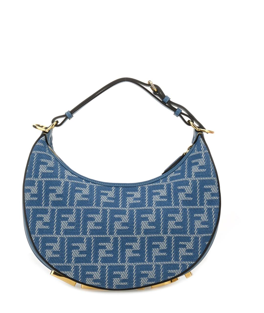 FENDI Голубая жаккардовая сумка через плечо, фото 3