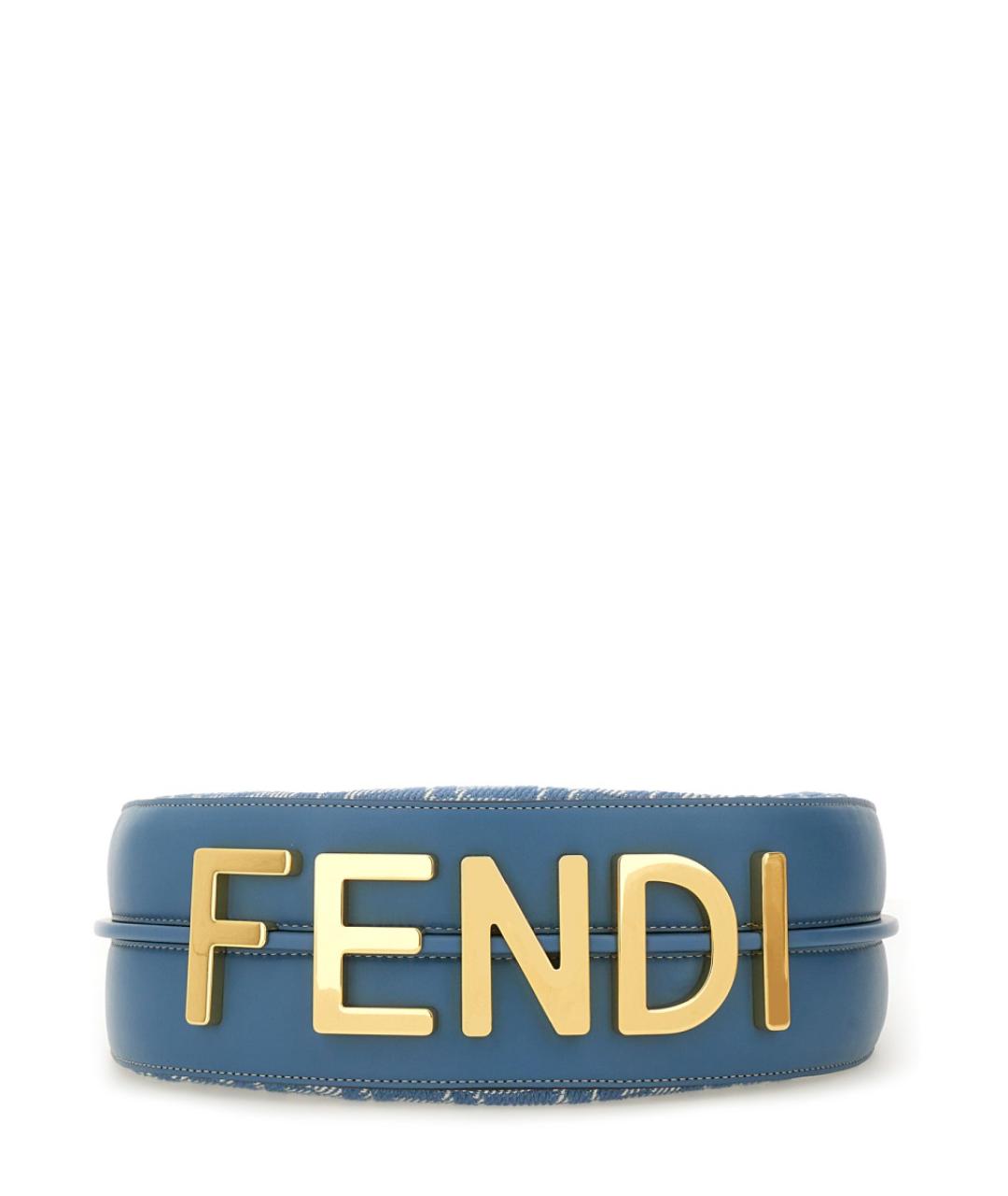 FENDI Голубая жаккардовая сумка через плечо, фото 4