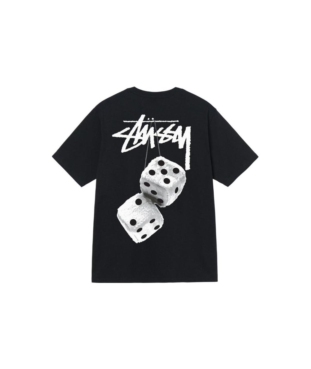 STUSSY Черная хлопковая футболка, фото 2