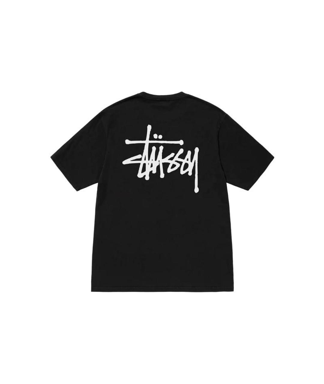 STUSSY Черная хлопковая футболка, фото 2
